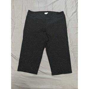 Just Be Black White Polka Dot Cropped Pants Womens 3X Stretch Pull On Trousers